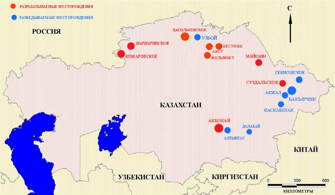 Карта месторождений казахстана