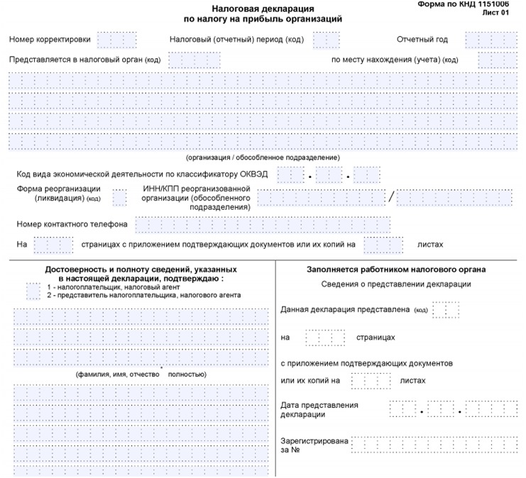 Декларация по налогу на прибыль