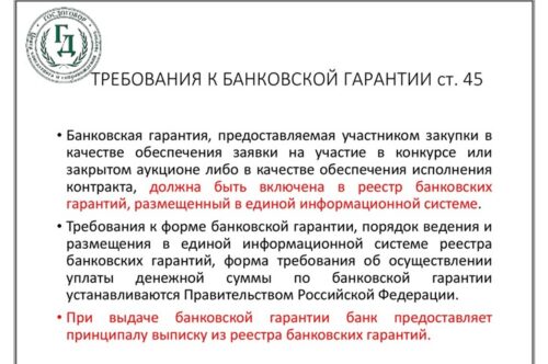 Требования к банковской гарантии 